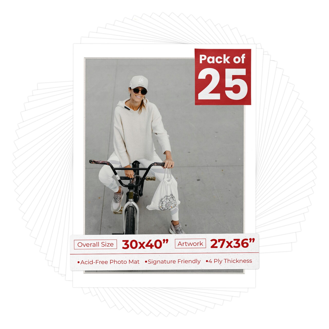 Textured White Mat Board for 30x40 Frames - Fits 27x36 Photos